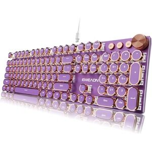 Typewriter Style Wired Mechanical Keyboard 104 Key LED Metal EWEADN